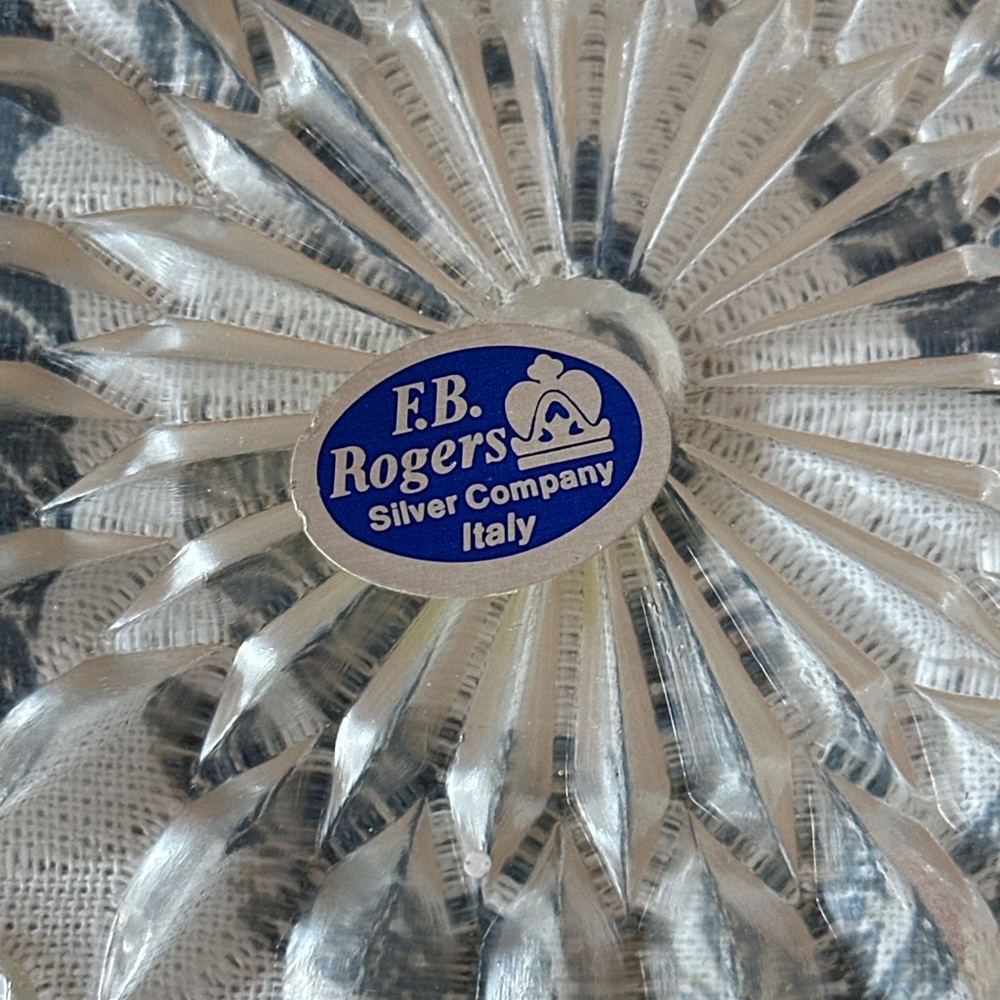Vintage, F. B. Rogers Thumbprint Cut Glass 9" Bowl Made in Italy
